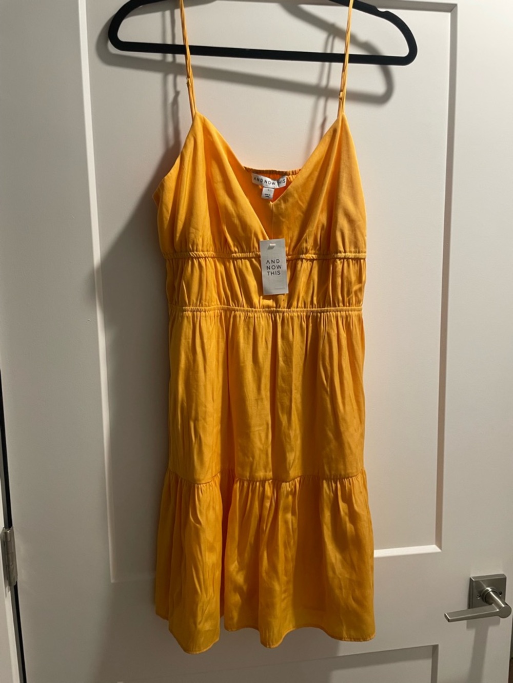 Yellow Tiered Spaghetti-Strap Sundress